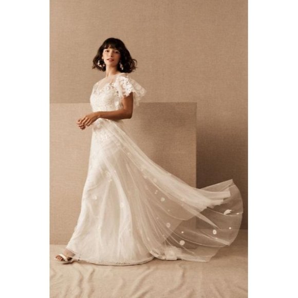 BHLDN Willowby Heartleaf Wedding Gown Ivory Size 2 and 14 NEW - Picture 3 of 13